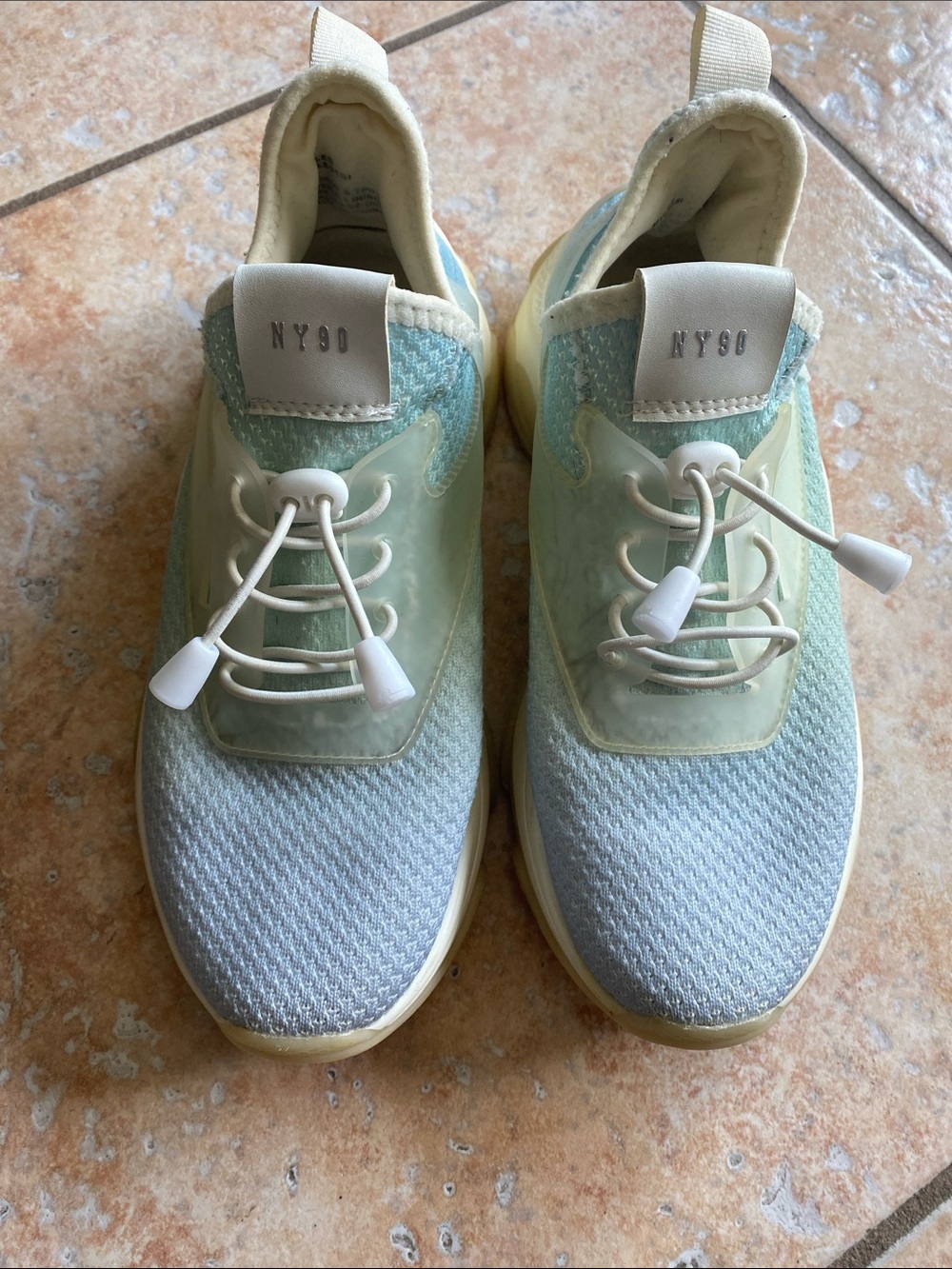 Steve Madden NYSO Light Blue & Cream Knit Sneakers